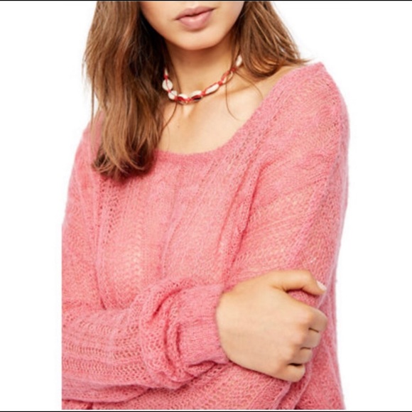 FREE PEOPLE * NWOT Pink Slouchy Bubble Sweater - Picture 2 of 10